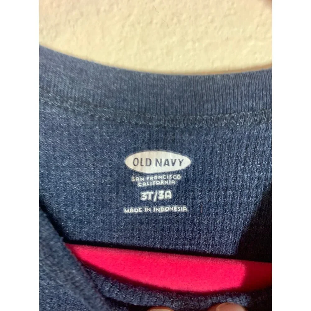 Old Navy Thermal Long Sleeve T-Shirt Toddler Size 3T Blue Casual I6